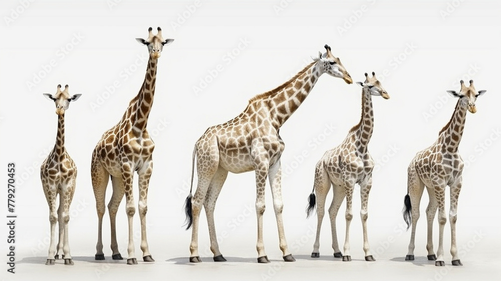 Obraz premium Giraffe, Baby Giraffe on White Background