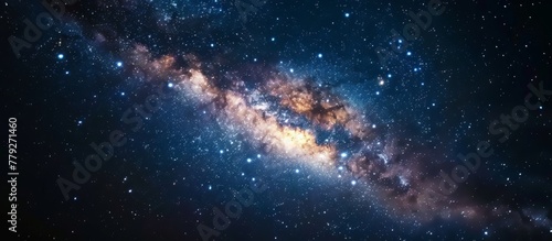 Capturing a detailed view of a distant galaxy featuring a vivid blue star shining brightly in the background