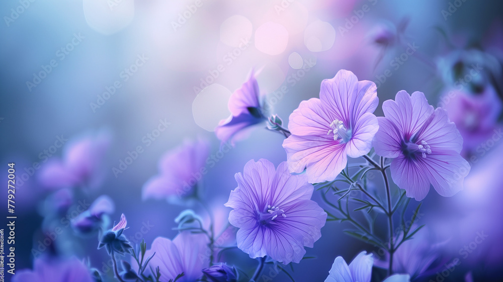 A close up of purple flowers with a blue background. AI. A close up of purple flowers with a blue background. AI.