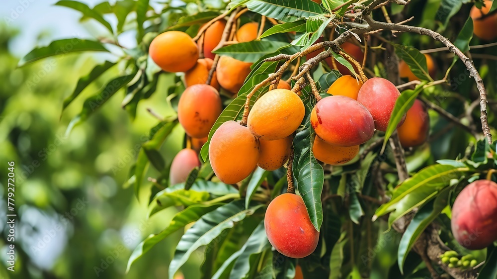 A Picturesque Mango Tree Laden with Ripe Mangoes
