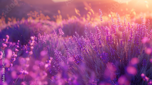 A vibrant field of lavender swaying in the gentle summer breeze.