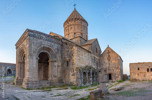 Sunset view of Tatev Monastery in Armenia photo