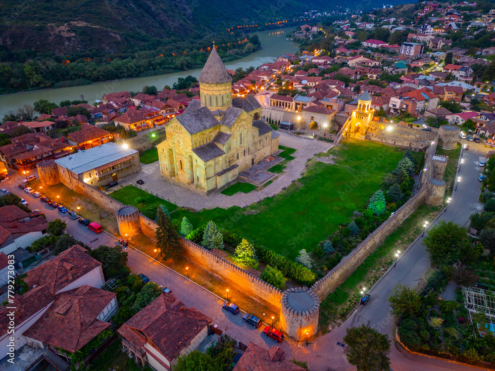 Obraz premium Sunrise view of Svetitskhoveli Cathedral at Mtskheta, Georgia