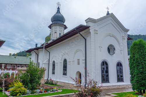 Agapia monastery during a cloudy day in Romania photo