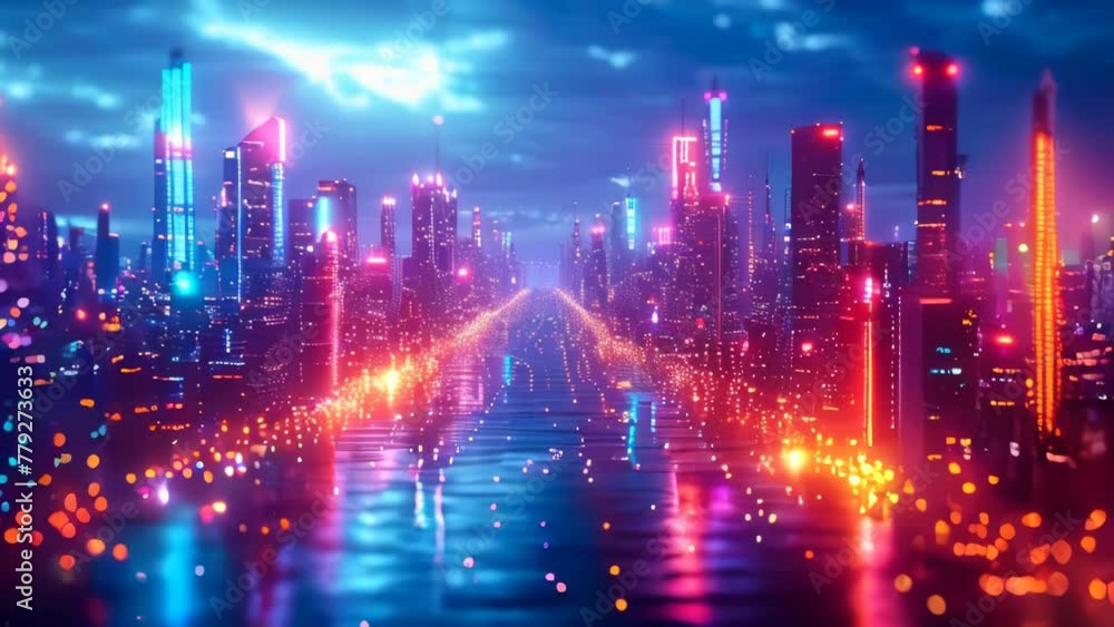 Abstract futiristic city on a microcircuit background. Electronic circuit board and a big data digital city Abstract futiristic city on a microcircuit background. Electronic circuit board and a big data digital city