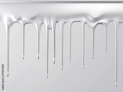 Silver paint dripping on the white wall water spill vector background with blank copy space for photo or text 