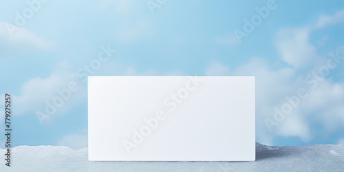 Sky Blue blank business card template empty mock-up at sky blue textured background with copy space for text photo or product 