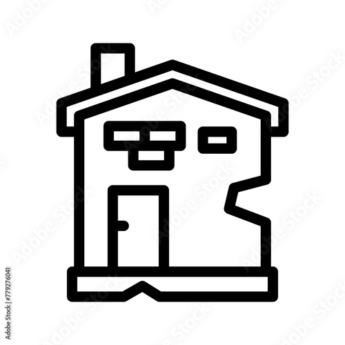 house ruined line icon illustration vector graphic