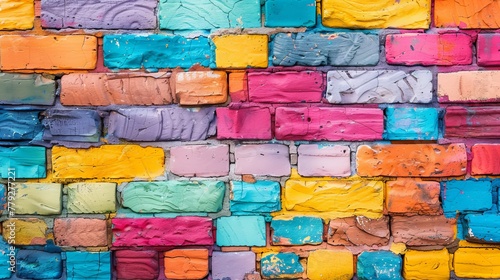 Colorful Brick Wall in Various Shades 