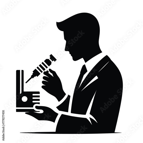  Biomedical Engineer with Microscope