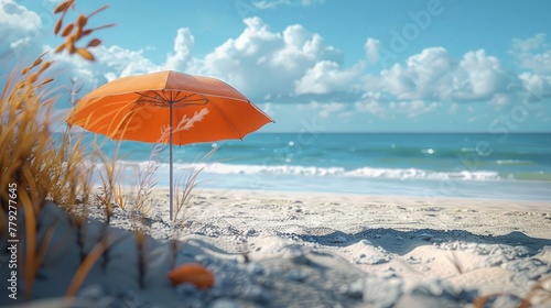 Umbrella 3d clay style providing shade on the beach © saichon