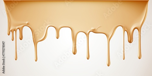 Tan paint dripping on the white wall water spill vector background with blank copy space for photo or text 