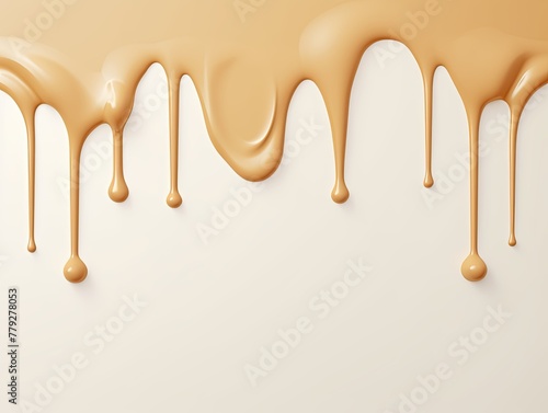 Tan paint dripping on the white wall water spill vector background with blank copy space for photo or text 
