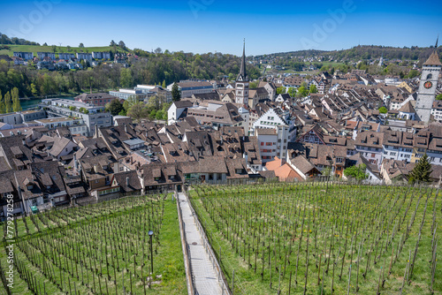 Munot, Schaffhausen, Switzerland, a circular 16th century fortification in the center of Schaffhausen.