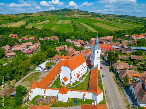 Fortified church in Romanian village Darjiu photo