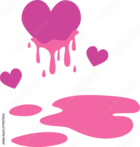 Heart Illustration Melted Heart In love melted love swooning doodle love at first sight romantic collection set of lover romance heart puddle