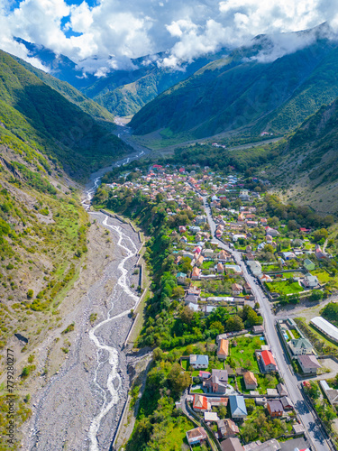 Panorama view of Ilisu village in Azerbaijan photo