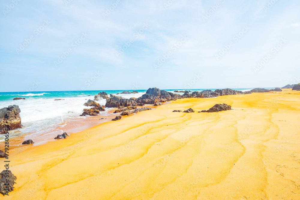Summer quiet beach at Yanzi Cave, Qinwan, Wanning Mountain, Hainan, China Summer quiet beach at Yanzi Cave, Qinwan, Wanning Mountain, Hainan, China
