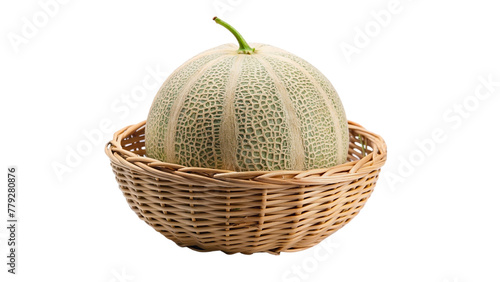 Melon in a basket isolated on transparent background photo