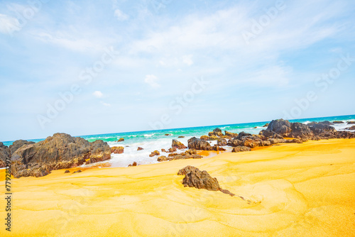 Summer quiet beach at Yanzi Cave, Qinwan, Wanning Mountain, Hainan, China photo