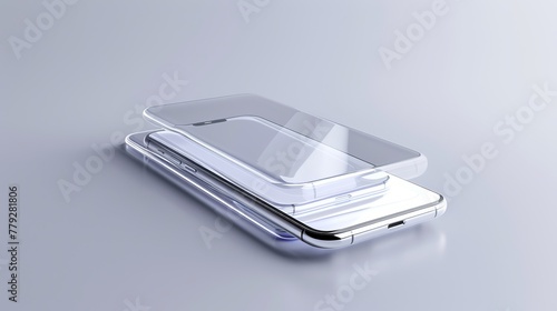 Transparent Phone Mockup Set with Clipping Path photo