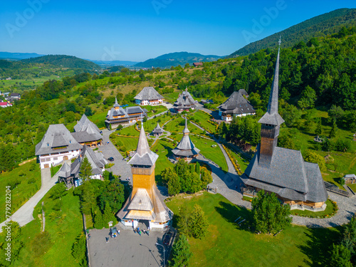 Summer day at Barsana monastery in Romania photo