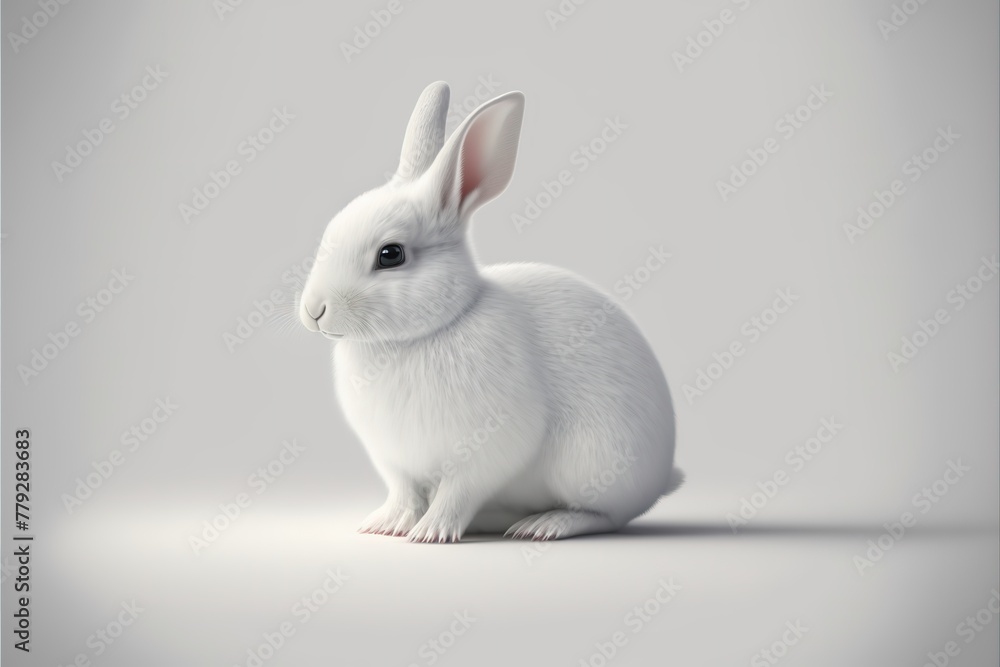 Fototapeta premium 3D furry forest animal with beautiful colors and white background. with Generative AI technology 
