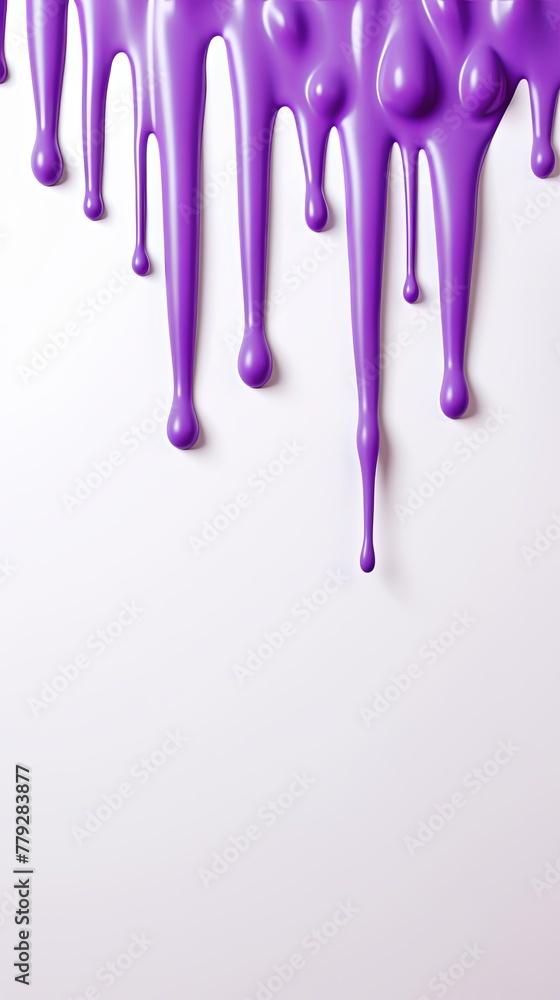 Violet paint dripping on the white wall water spill vector background with blank copy space for photo or text