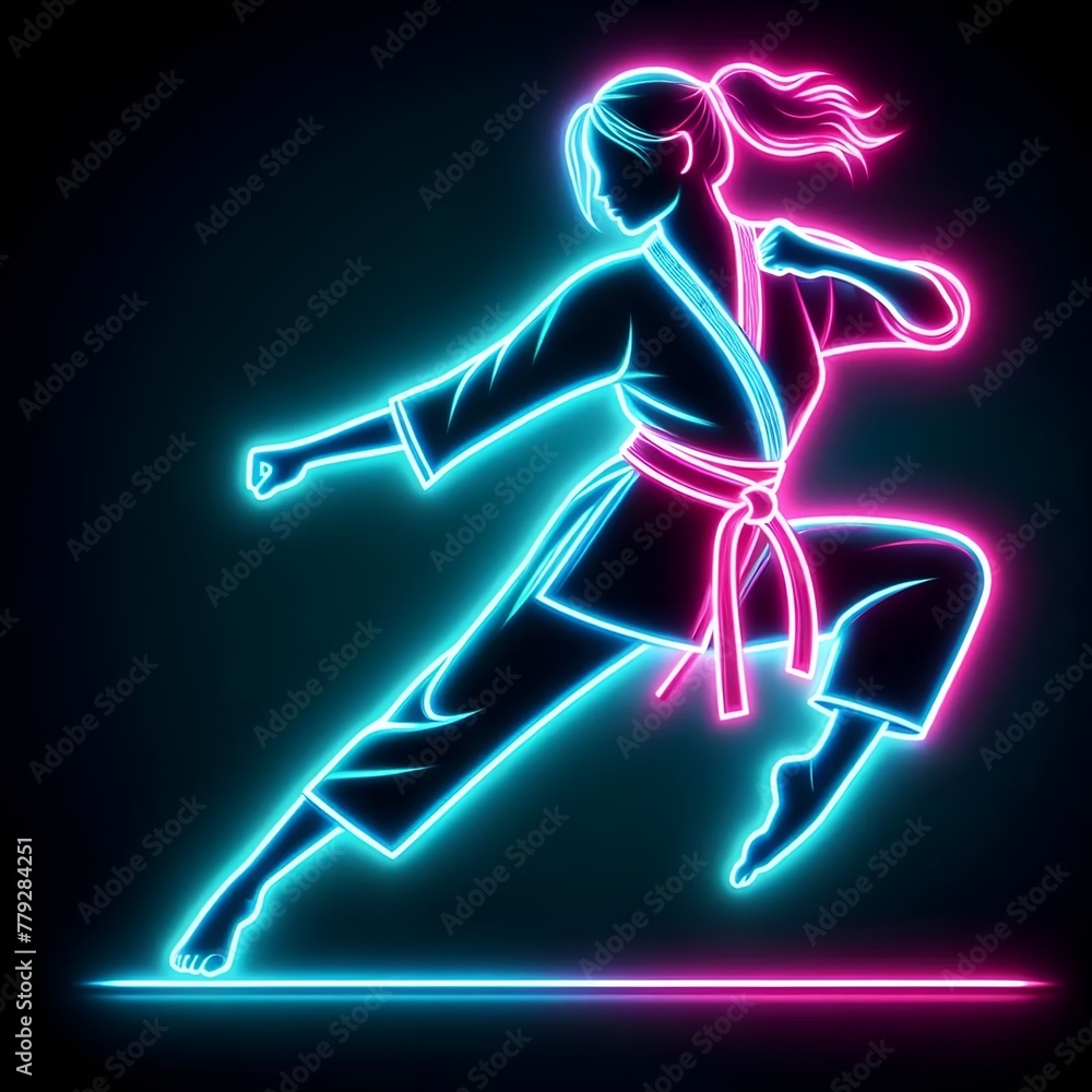 Neon Lady Fighter Background