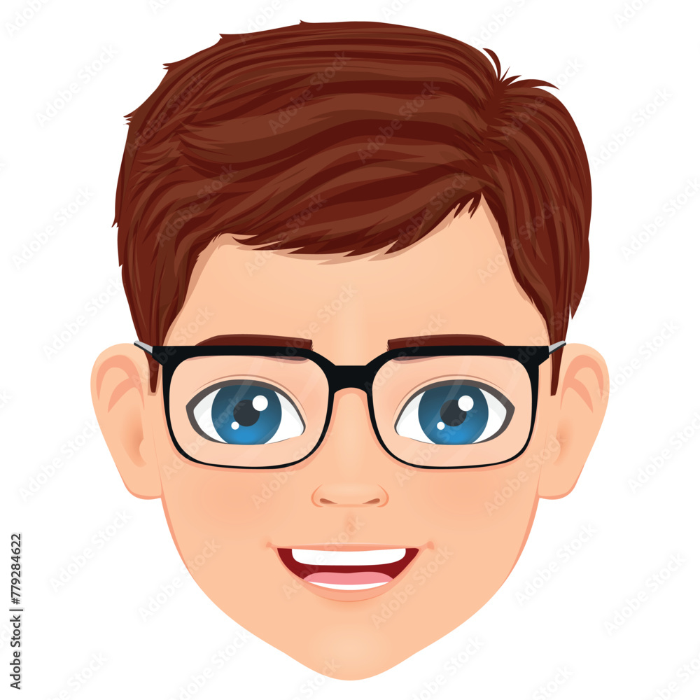 smiling red haired boy face with glasses smiling red haired boy face with glasses