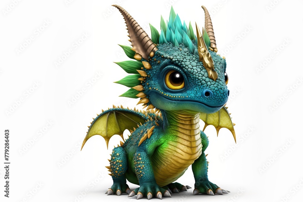 Fototapeta premium 3D furry forest animal with beautiful colors and white background. with Generative AI technology 