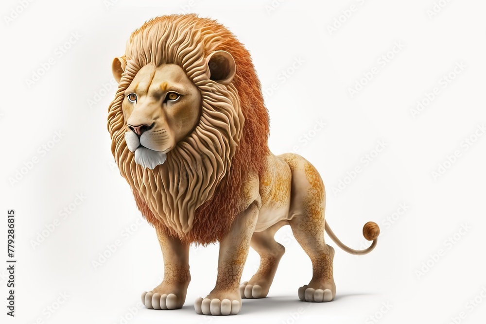 Obraz premium 3D furry forest lion with beautiful colors and white background. with Generative AI technology 