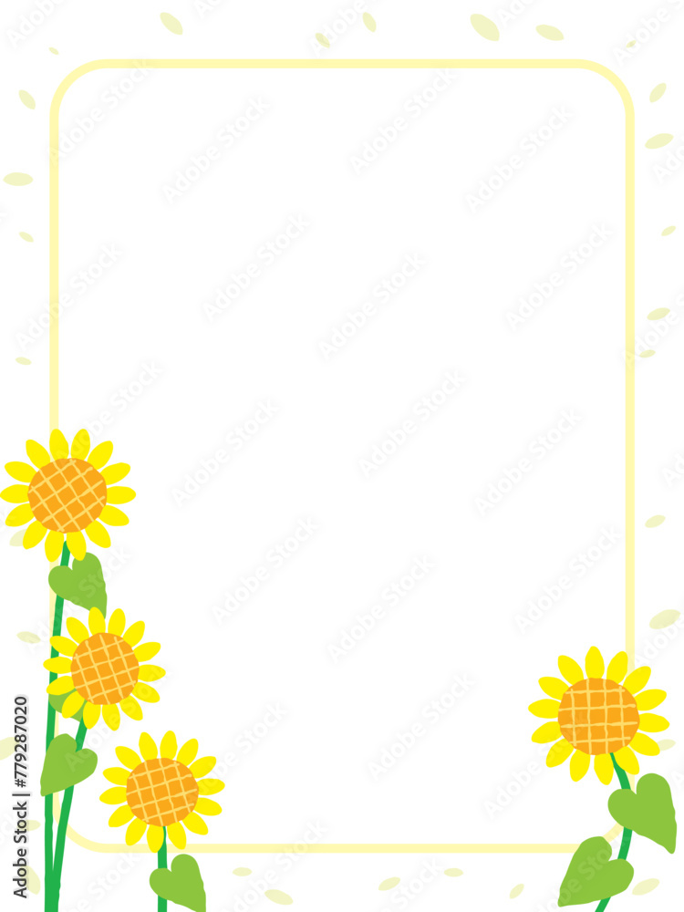 Border background illustration with sunflower flowers