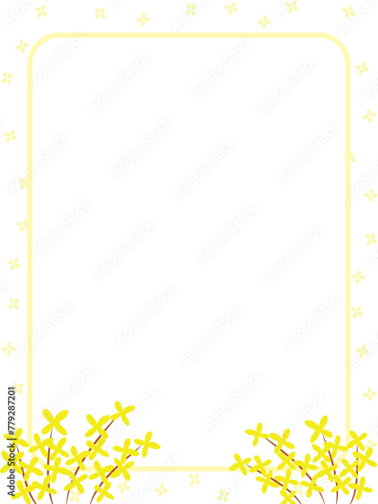 개나리 꽃이 있는 테두리 배경일러스트