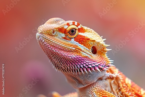 Close-Up View of a Colorful Bearded Dragon Against a Soft Focus Background