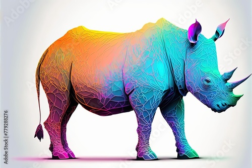 3D furry forest animal with beautiful colors and white background. with Generative AI technology	 photo