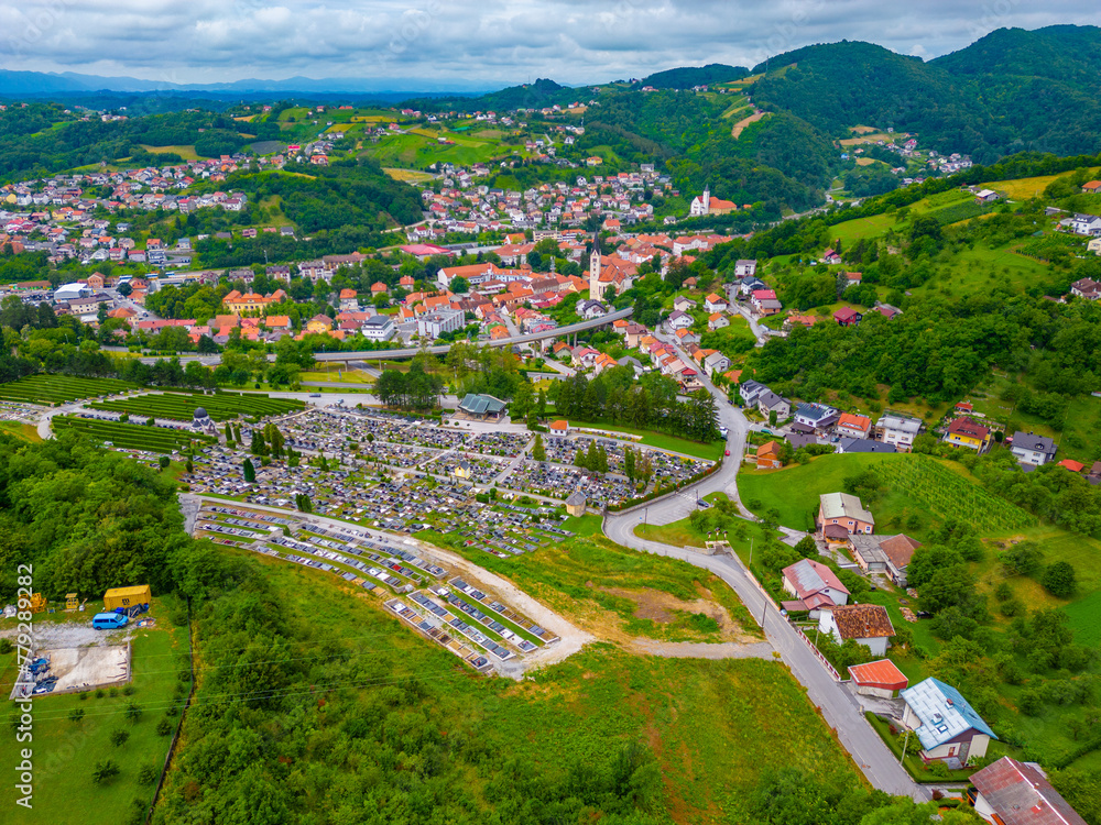 Aerial view of Croatian town Krapina