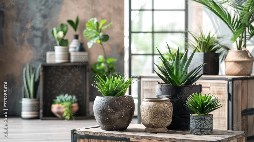 Potted plants bring a touch of nature indoors AI generated illustration Potted plants bring a touch of nature indoors AI generated illustration