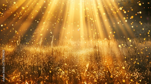 Radiant beams of golden light reflecting off a field AI generated illustration
