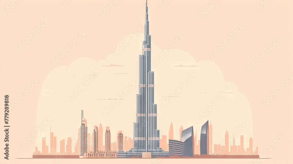 Obraz premium Soaring Majesty A Vector Celebration of Burj Khalifa's Architecture