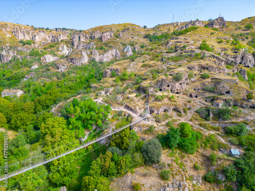 Old Khndzoresk abandoned cave town in Armenia photo