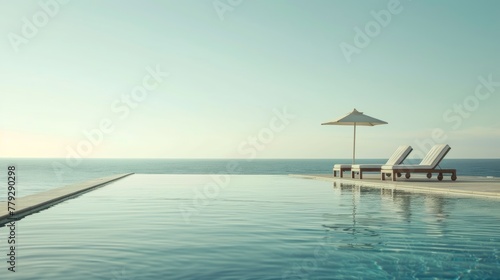Serene poolside scene with a minimalist design  AI generated illustration