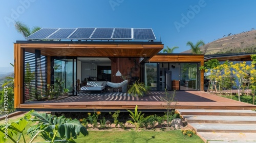 Solar panels integrated seamlessly with the houses d AI generated illustration