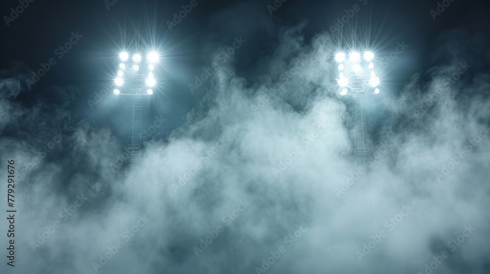 Stadium lights creating a surreal atmosphere amidst   AI generated illustration