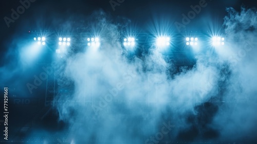 Stadium lights casting a dreamy glow amidst wisps of  AI generated illustration photo