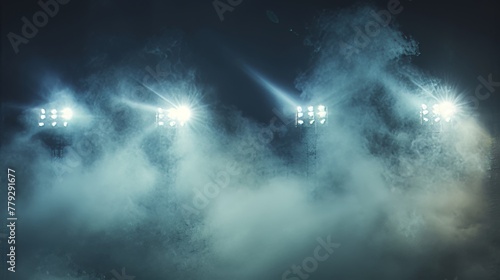 Stadium lights casting a dreamy glow amidst wisps of AI generated illustration