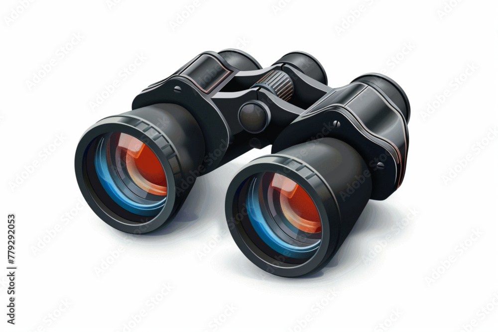 3d Vector Binoculars, Travel and camping adventure concept. Eps 10 Vector. Outdoor Adventure Icon, looking in the future