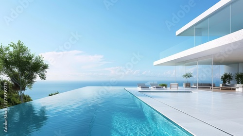Swimming pool oasis with a minimalist aesthetic and   AI generated illustration © ArtStage