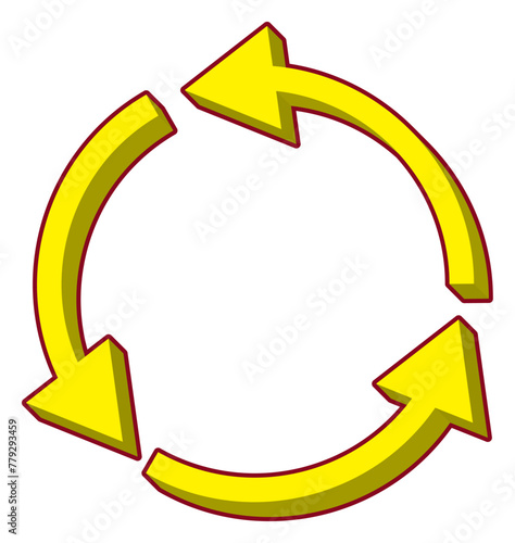 サイクル図　インフォグラフィック用矢印　黄色系C