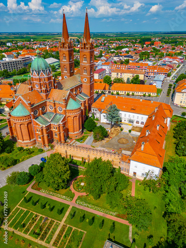 Aerial view of Saint Peter cathedral in Croatian town Djakovo photo